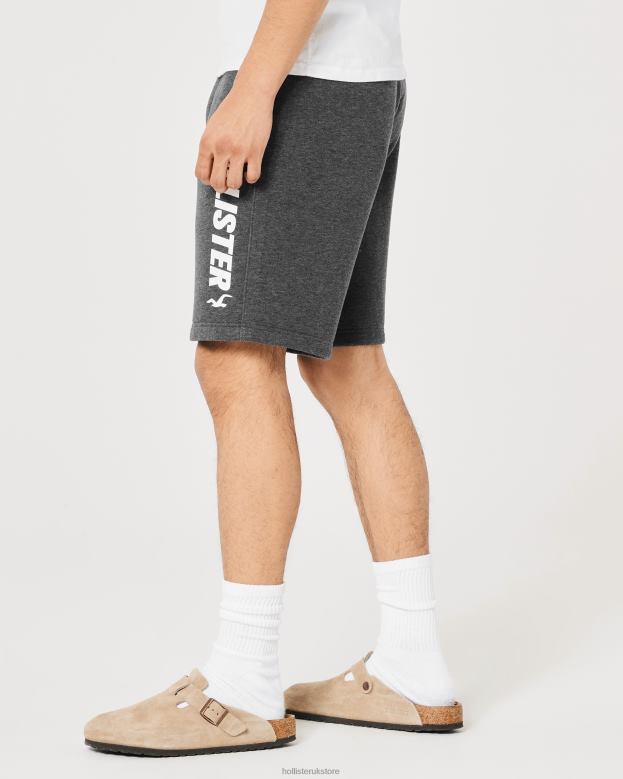 Bottoms Hollister Men Fleece Logo Graphic Shorts 9\\ 488201136 Dark Heather Grey